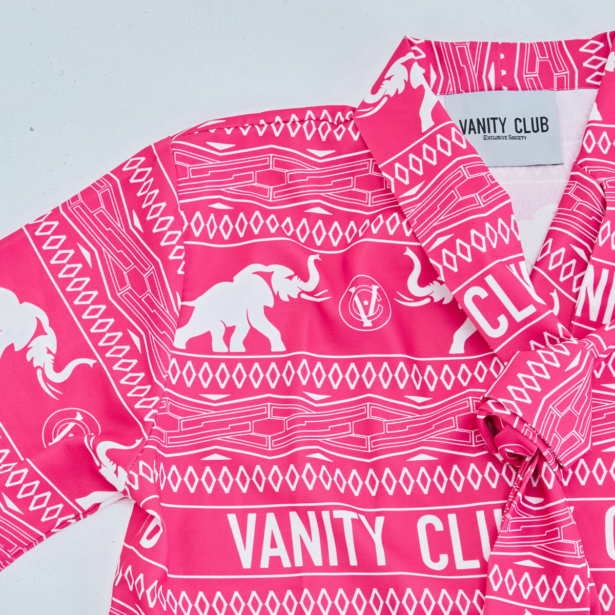 Vanity Chang Bow Collar Crop Shirt