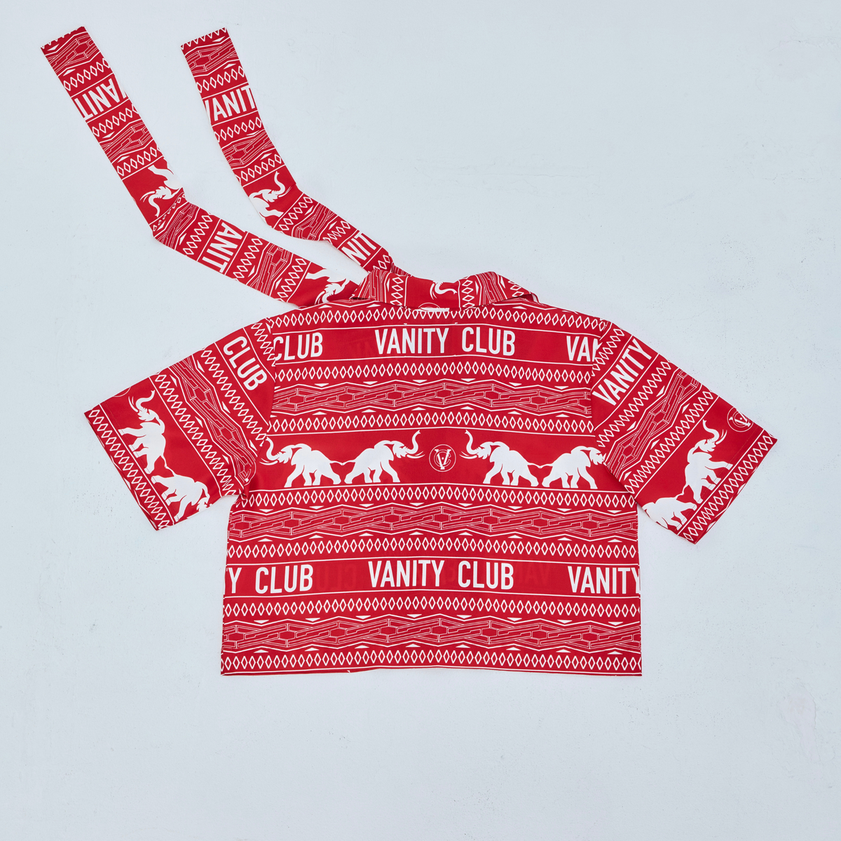 Vanity Chang Bow Collar Crop Shirt